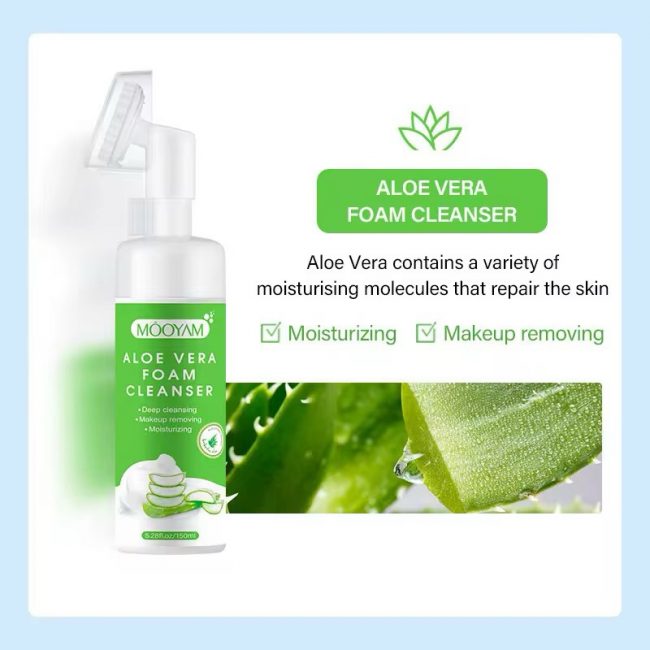 Organic Aloe Vera Facial Moisturizing Mousse Foam Cleanser