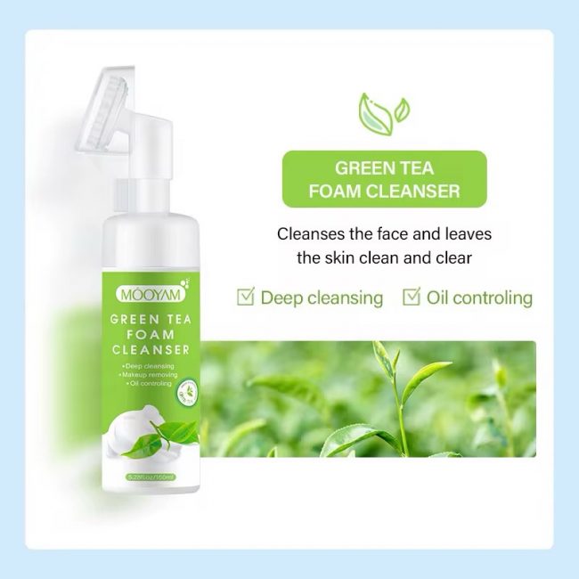 Organic green tea Facial Moisturizing Mousse Foam Cleanser