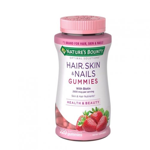 Nature's Bounty Hair, Skin Nails Pectin Gummies, 220ct Strawberry
