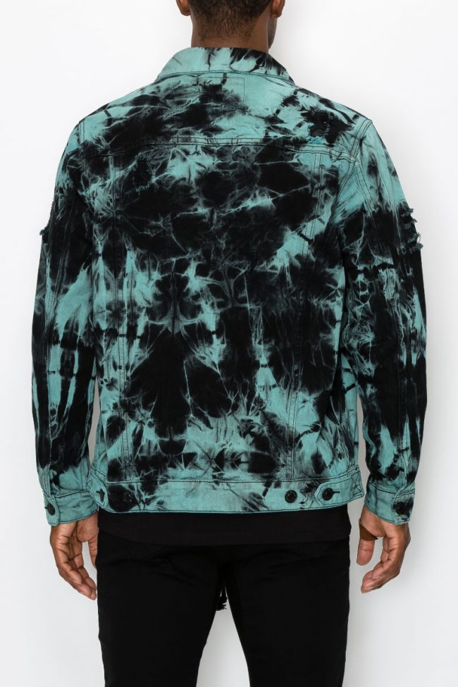 Classic Button-Up Men's Tie Dye Denim Jacket  Regular Fit - Image 4