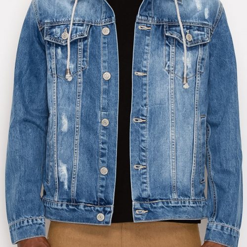 men’s denim jacket with detachable hood