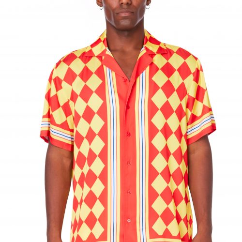 tropical print sateen shirt men