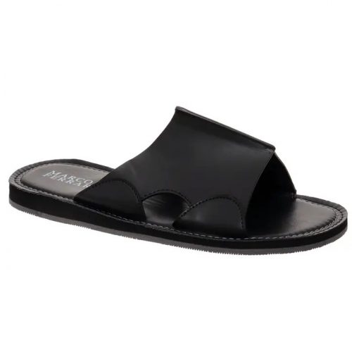 Classic Men’s Leather Slip-On Flat Slides with Soft Sole