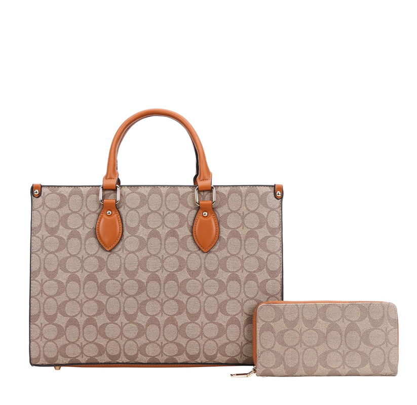 Monogram PU leather handbag