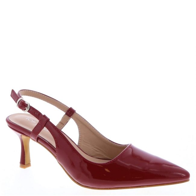 Women's  Glossy Slingback Heels with Gold Buckle Detail - Image 5