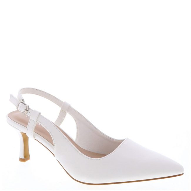 Women's  Glossy Slingback Heels with Gold Buckle Detail - Image 3
