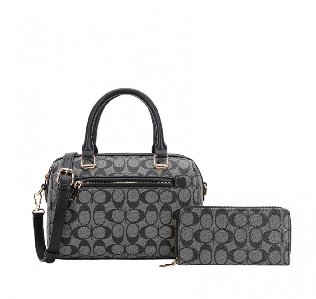 2-IN-1 OVAL PRINTED DUFFLE BOSTON BAG WITH WALLET SET - Image 5