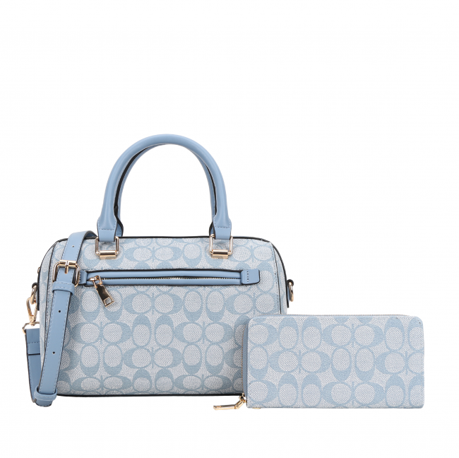 2-IN-1 OVAL PRINTED DUFFLE BOSTON BAG WITH WALLET SET - Image 3