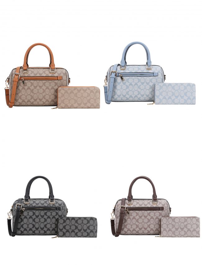 2-IN-1 OVAL PRINTED DUFFLE BOSTON BAG WITH WALLET SET - Image 2