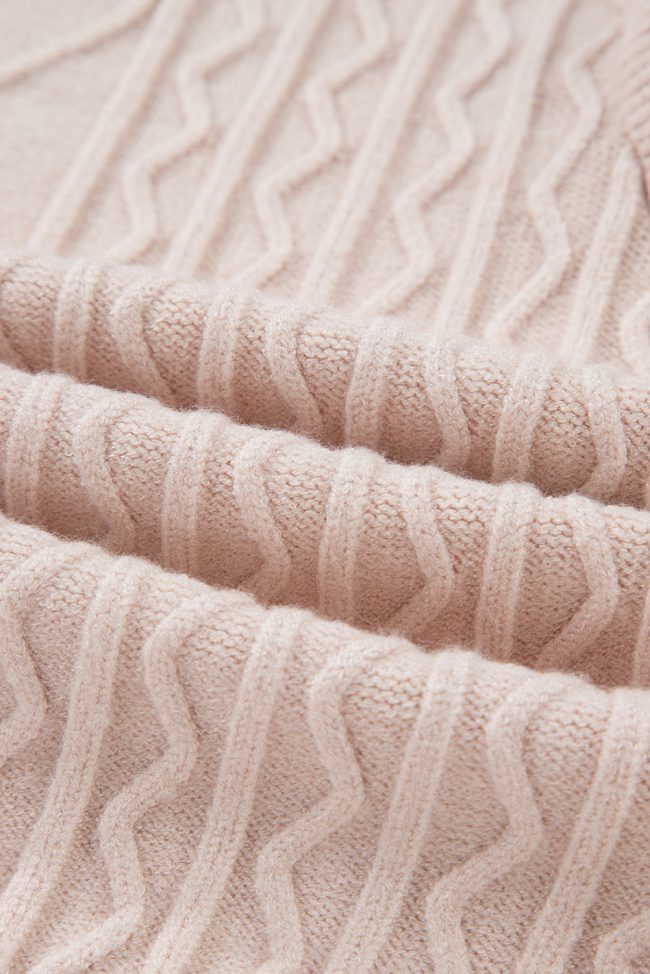 Parchment Cable Knit Ruffle Detail Contrast Floral Sleeve Patchwork Sweater - Image 12