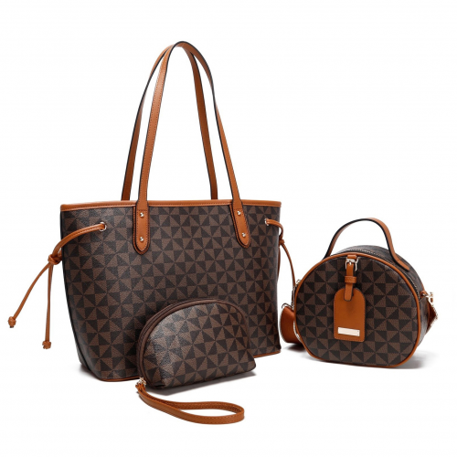 Women’s 3-Piece Handbag Set – Tote, Crossbody Satchel & Wristlet