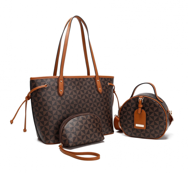 Women’s 3-Piece Handbag Set – Tote, Crossbody Satchel & Wristlet