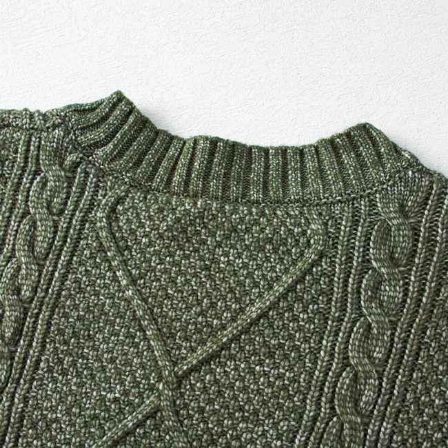 Mist Green Cable Knit Drop Shoulder Loose Fit Sweater Dress - Image 6