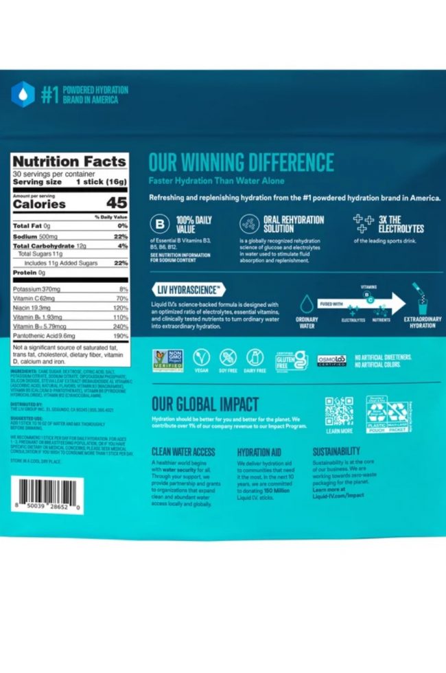 Liquid I.V. Hydration Multiplier, Stick Packs in Resealable Pouch - Image 8