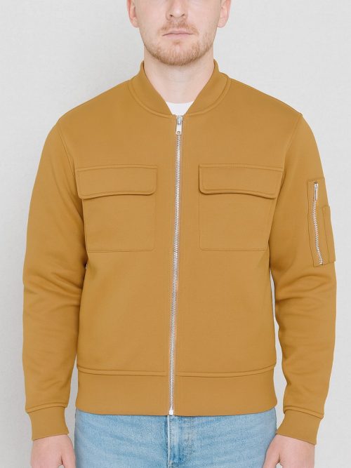 Men's Two Chest Pockets Cotton Zip Up Light Weight Jacket