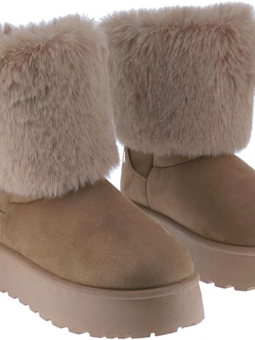 Mid Calf Ugg Inspired Cozy Boot with Faux Fur