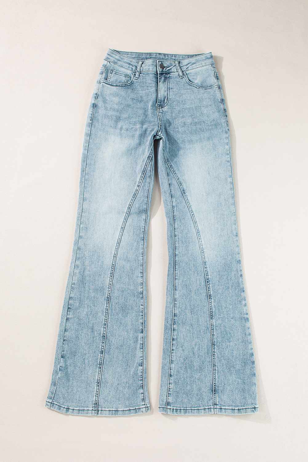 Dusk Blue Acid Wash Extra Wide Leg High Waist Long Jeans - Image 5