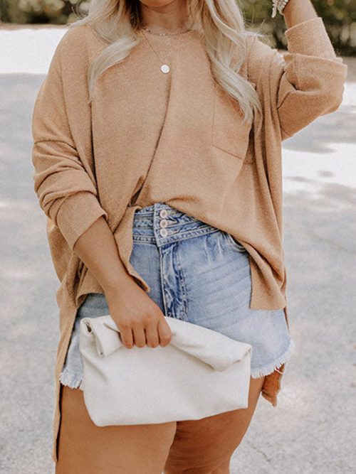 Parchment Plus Size Drop Shoulder Knit Tunic Top