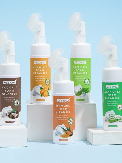 Natural Organic Foaming Acne Face Wash Moisturizing Deep Cleansing Mousse Exfoliating Bubble Facial Cleanser with Brush
