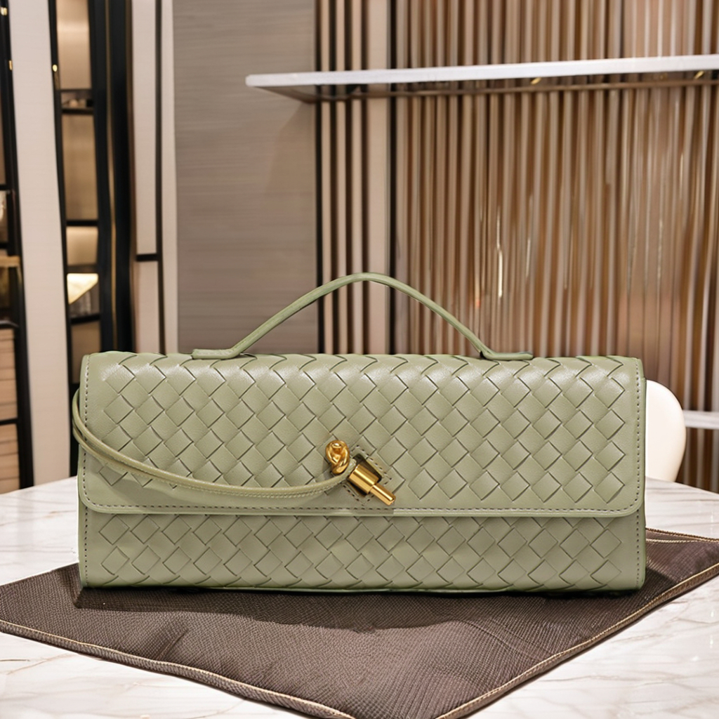 Woven Leather Clutch Purse Top Handle Flap Handbag - Image 12