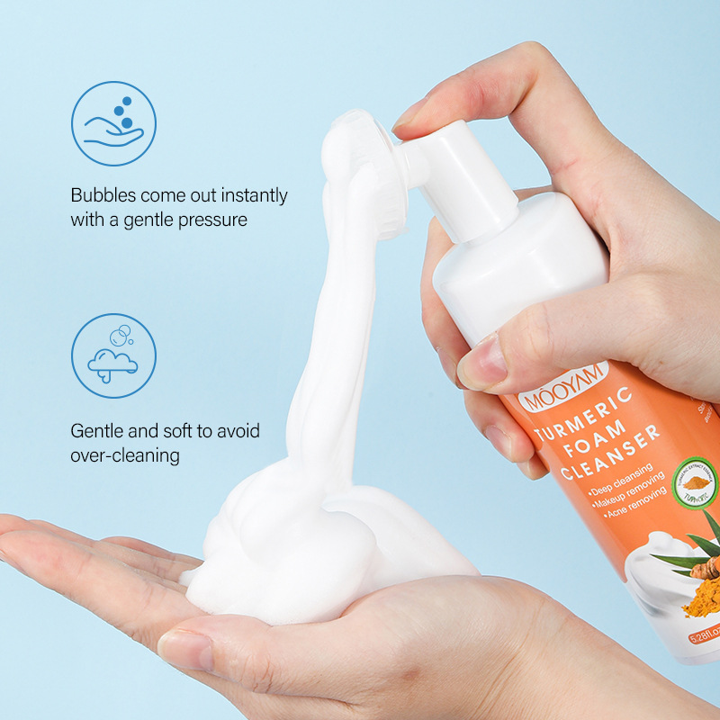 Natural Organic Foaming Acne Face Wash Moisturizing Deep Cleansing Mousse Exfoliating Bubble Facial Cleanser with Brush - Image 3