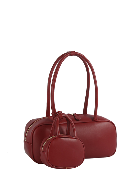 Boston Leather Shoulder Bag W/ Mini Matching Bag - Image 5