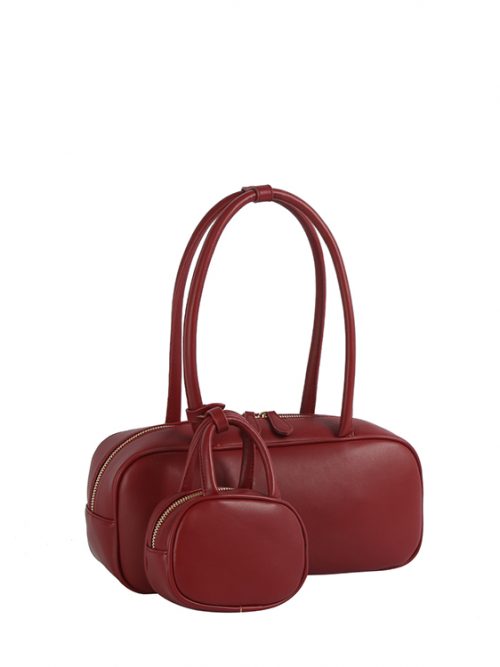 Boston Leather Shoulder Bag W/ Mini Matching Bag